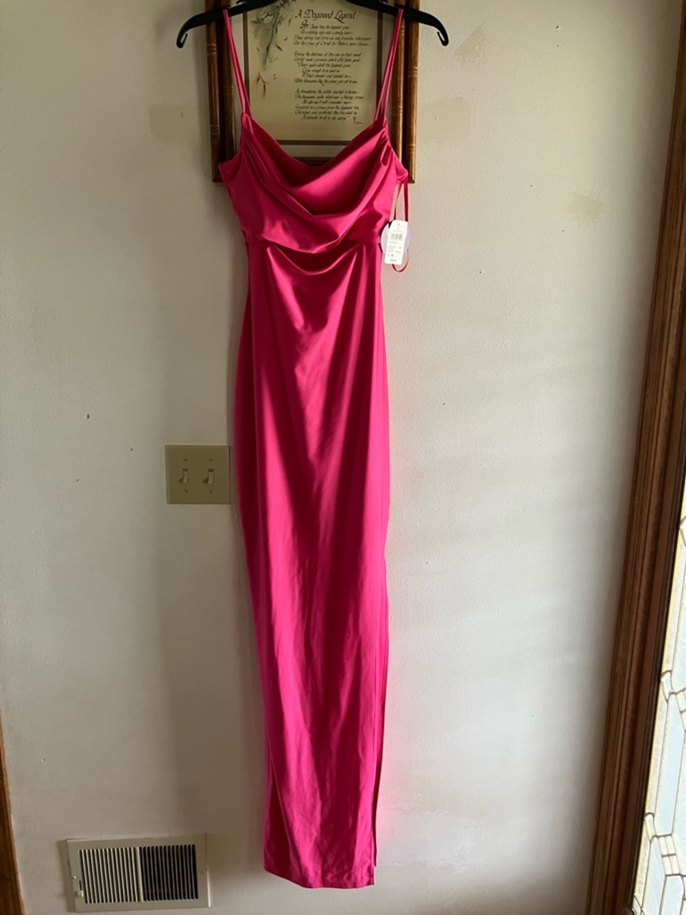 Windsor Hot Pink Cowl Neck Maxi Slip Dress